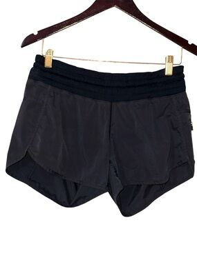 •LULULEMON•CHARCOAL GRAY TRACKER SHORTS W/BLACK WAISTBAND SIZE 8